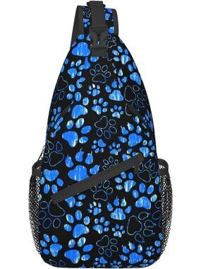 Unisex Black Blue Sling Daypack Adjustable Rope Shoulder Pack Crossbody Bag